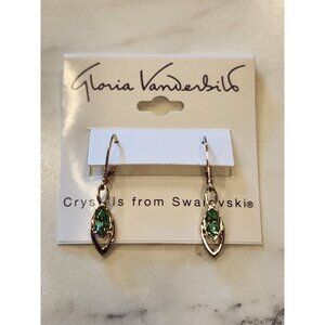 Gloria Vanderbilt Gold-Tone Green Crystal Drop Earrings With Swarovski Elements